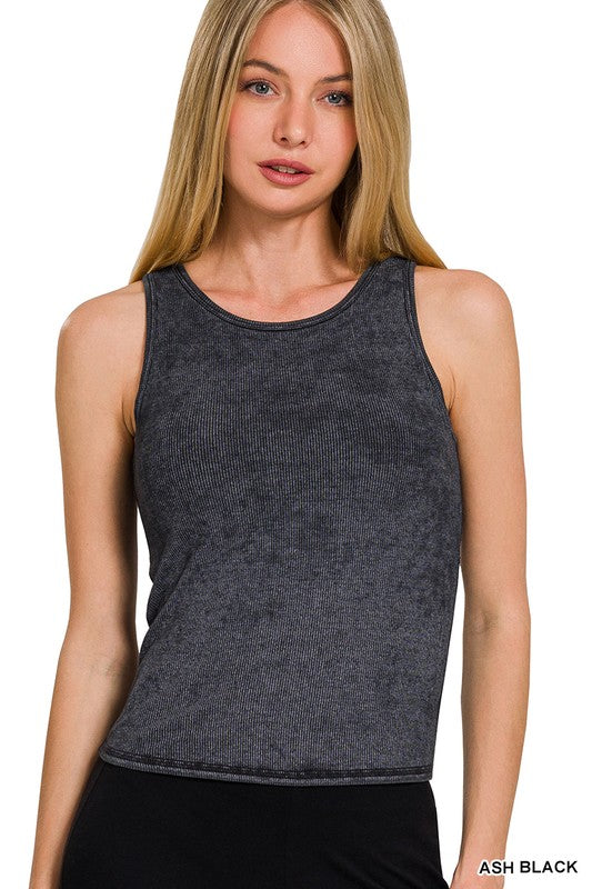 Washed & Ready Racerback Tank in Black