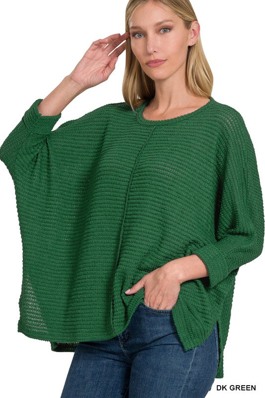 Weekend Waffle Knit Top in Green