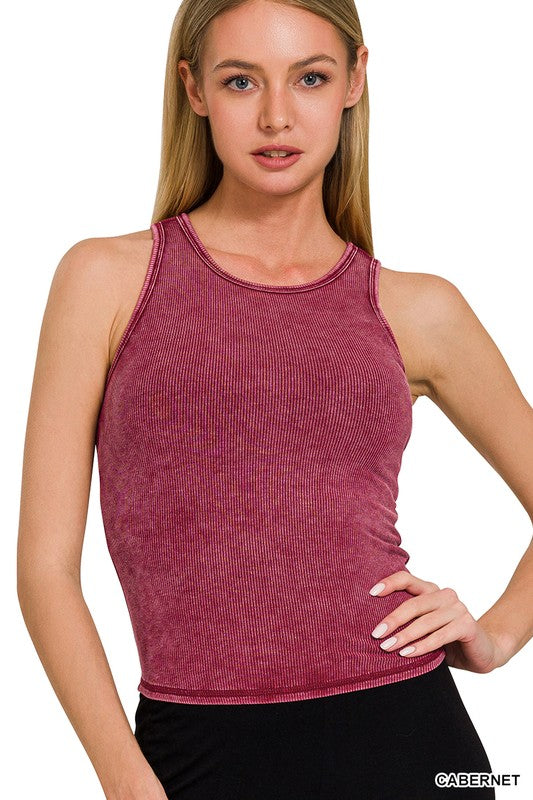 Washed & Ready Racerback Tank in Cabernet
