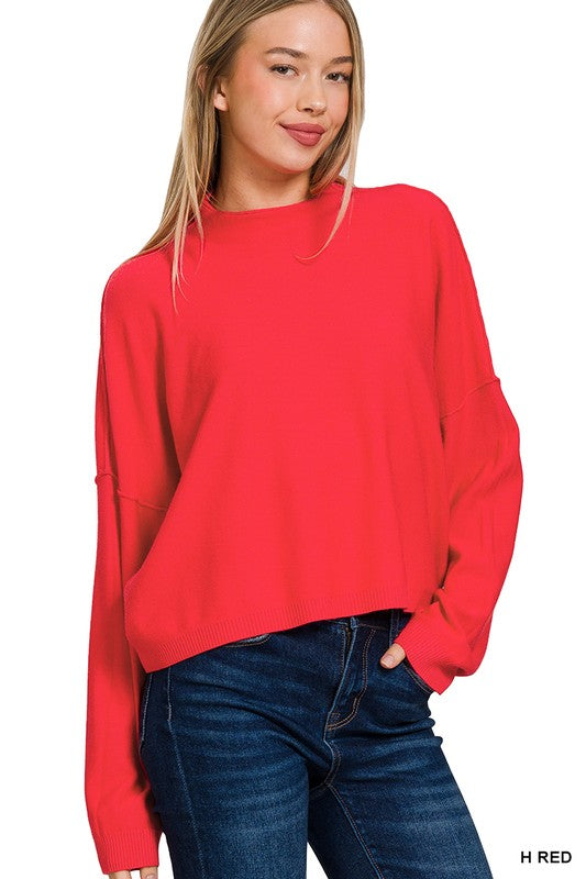 The Wren Cropped Sweater in Red