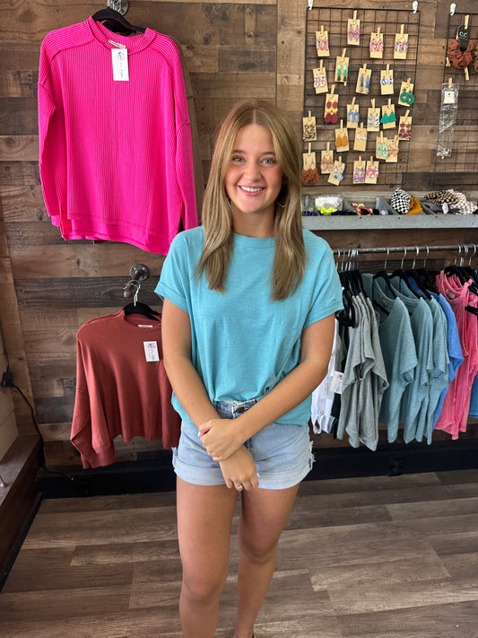 Everyday Crop in Dusty Teal