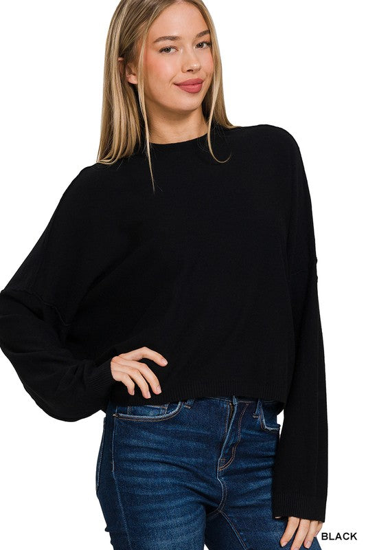 The Wren Cropped Sweater in Black