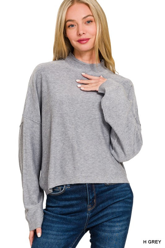 The Wren Cropped Sweater in Grey