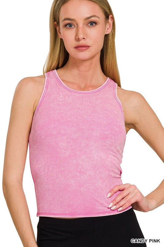 Washed & Ready Racerback Tank in Candy Pink